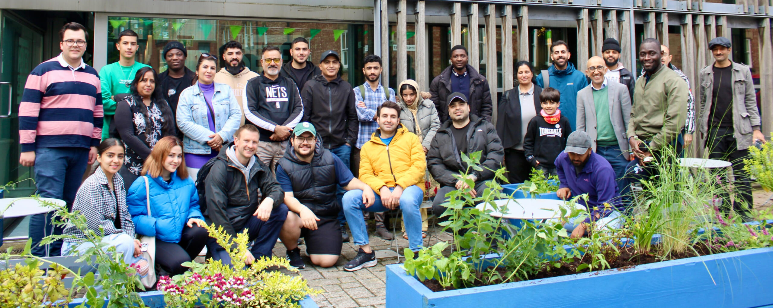 A table at The Seven Bridges with plant pot and mug